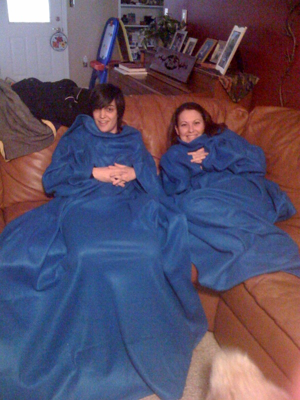 Caroline and Alessandra in their Snuggies